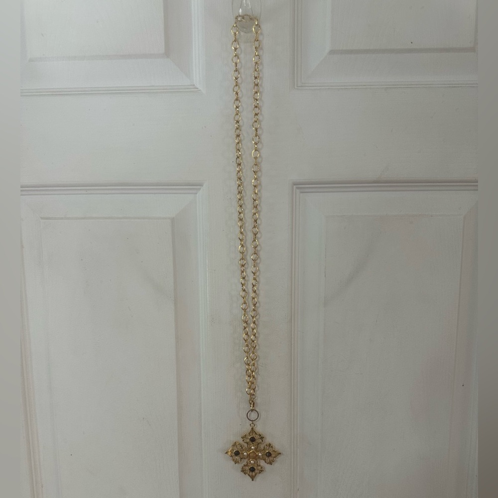 Gold Long Chain Necklace with Pendant